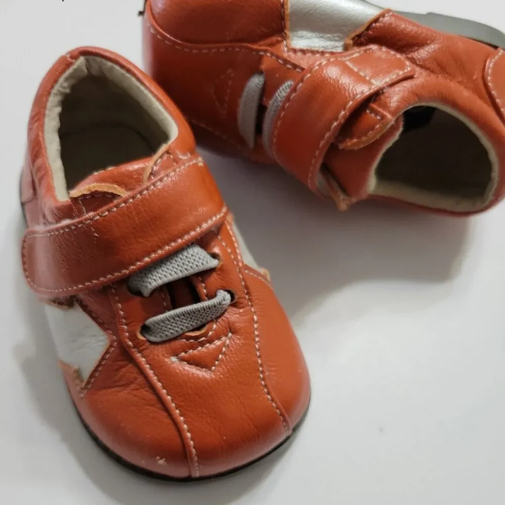 See Kai Run Sneaker Infant Boy 2 Shoe Burnt Orange Gray Adjustable Strap Comfort
